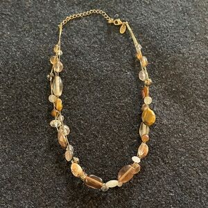 Lia Sophia Gold and Brown Beaded Adjustable Length Necklace